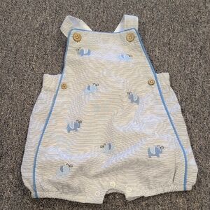 Mud Pie Gray Striped Baby Romper